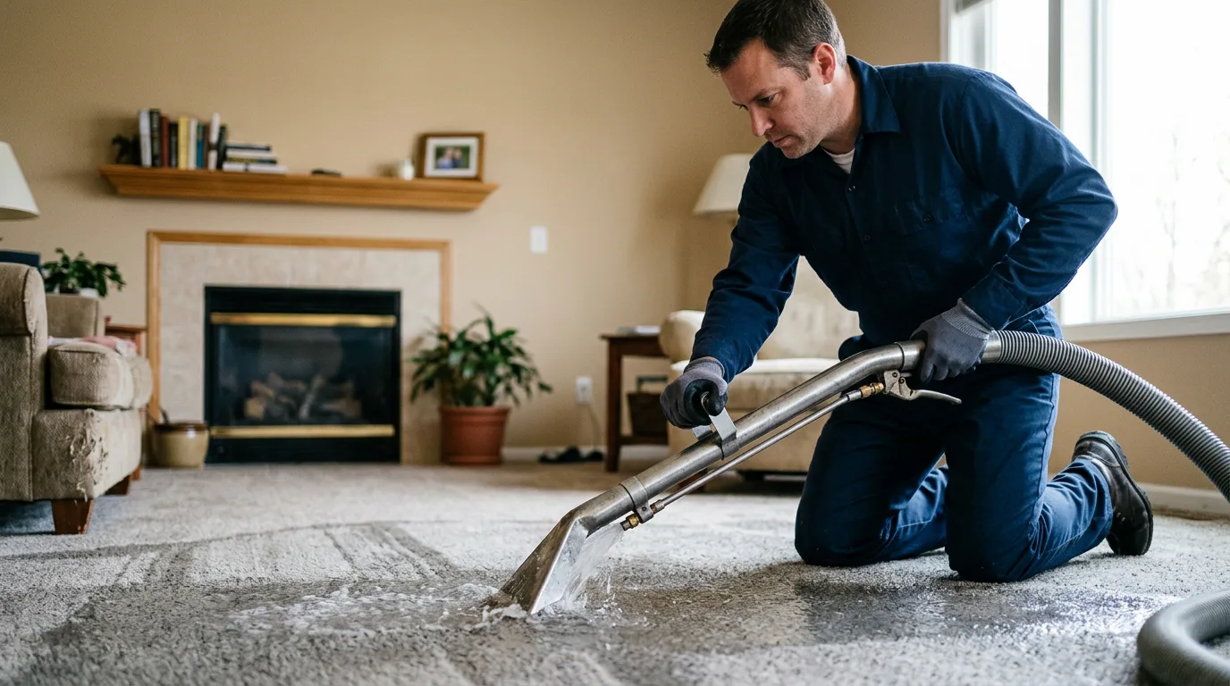 Water damage restoration technician working near Belle, WV